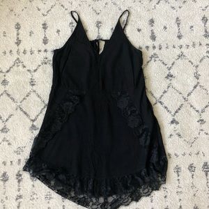Braeve Black Lace Trimmed Slip Dress - Size S